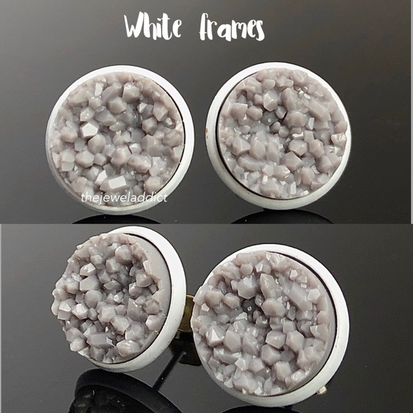 3 for 15🎀light grey chunky faux druzy studs - Picture 6 of 11